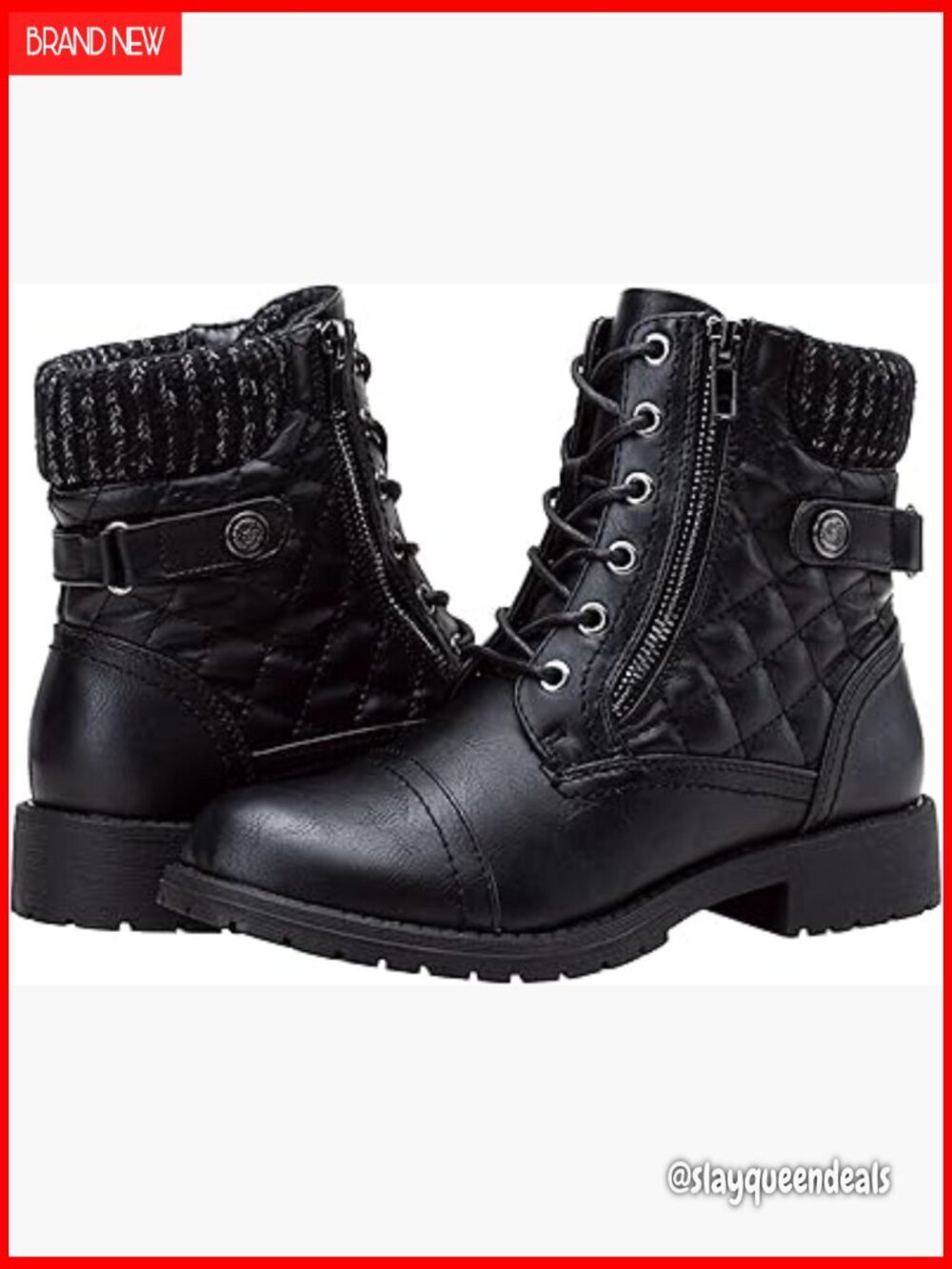 Combat Ankle Boots Lace Up Waterproof Low Heel Comfortable Booties
